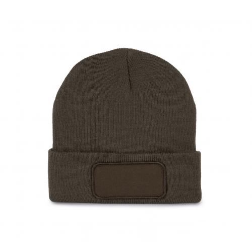 Zachte muts met patch dark khaki